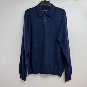 Joseph & Lyman Cashmere Pullover Sweater Mens L Collared Blue Academia